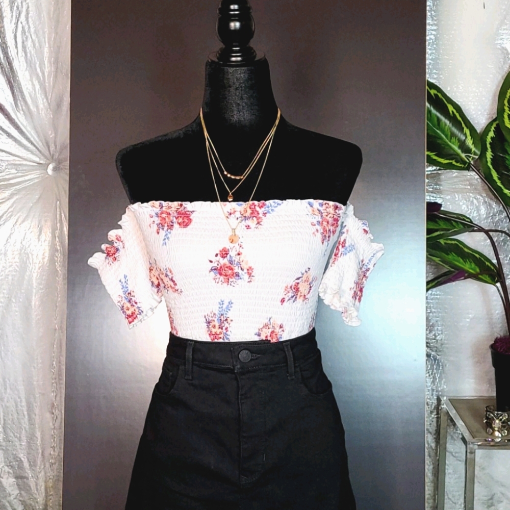 Strapless Floral Top